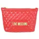 MOSCHINO LOVE系列金屬LOGO菱格紋萬用包/化妝包(紅)