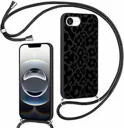 Mobile Phone Chain Case with Strap for iPhone 16e 6.1 Inch Mobile Phone Case, Aesthetic Design Chain Necklace Case with Cord for Hanging, Silicone Protective Cover Cord for iPhone 16e/SE 4