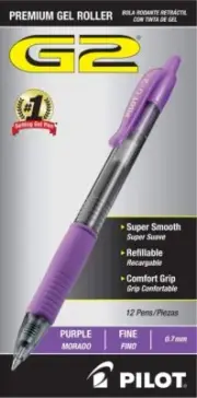 Pilot G2 Gel Pens in Premium Purple - Fine Point - Pack of 12 - NEW in Box