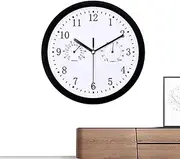 Outdoor Clocks | Garden Silent Alarm - Vintage Round Silent Wall Clocks with Hygrometer for Home, School, Classroom, Bedroom, Garden