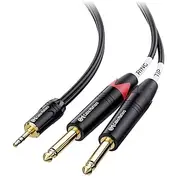 Cable Matters Mini Jack to Dual Jack Cable 1.8 m, 3.5mm to 6.35mm Audio Cable, 3.5mm TRS to Dual 6.35mm TS Breakout Cable, Mini Jack to 1/4 inch Jack, Stereo Jack to 2 Mono Jacks