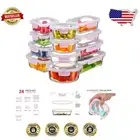 Stylish 24-Piece Pink Glass Storage Containers - Space-Saving Meal Prep Solution