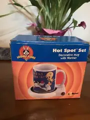 1998 Looney Tunes Hot Spot Set - Coffee Mug Warmer Tweety Bird - New Vintage