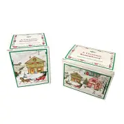 Vintage Russ Bertie & Co. Ceramic Sugar Bowl & Creamer - A Christmas Remembered