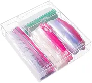Aquiver Acrylic Storage Organizer - Drawer Organizer & Food Storage Bag Holder - Compatible With Gallon, Quart, Sandwich, Snap, Freezer, Slider Bags (Clear)