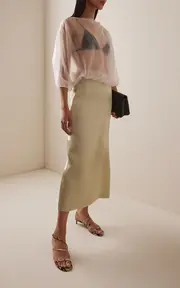 [SEV] Single-Sleeve Draped Shinny Voile Top