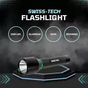 SWISS+TECH 1000lm Dual Power Flashlight - IPX4 Water-Resistant, Rechargeable