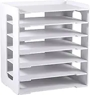 Box Pen Storage Desk Organizer File Tray Wood Storage Shelves Multi-Layer Document Folder Notebook Holder Desktop Paper Organizer for Office Supplies (Shape 4)