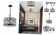 Farmhouse Crystal Convertible Chandelier and Semi Flush Mount Lighting Black
