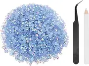 uxcell 2500pcs Flatback Rhinestones Resin, SS20 5mm Resin Rhinestones Bulk Round Shine Gems with Pickup Tools for DIY Nail Art Tumblers Mugs Clothes, Light Blue