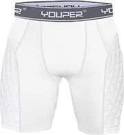 [Youper] Adult Elite Padded Sliding Shorts, Compression Slider Shorts w/Soft Athletic Cup for Baseball, Football, Lacrosse, Hockey, MMA