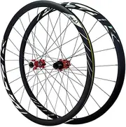 700C Bike Wheel Set Quick Release Disc Brake Road Bike Wheelset 8 9 10 11 12 Speed Cassette Bearing Hubs Double Wall Rims 30mm 24H (Color : Black-Red, Size : 700C)