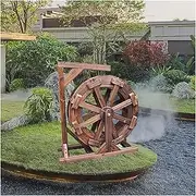Wooden Waterwheel Fountain Waterfall Wheel Garden Decoration Water Feature, Wheel Fountain Terrace Garden Water Feature Wheel, Suitable for Pond Or Garden Decoration (Size : 60cm(23.6inch))