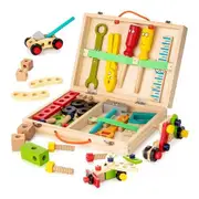 Wooden Tool Box with Colorful Wooden Tools, Construction Toy Set, Educational DIY Building Toy, for Children Aged 3 Years and Up