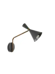 Campari 1 Light Wall Bracket in Black with Green Marble and Bronze Details
