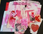 PINK RED Hand Dyed Paper kit for Scrapbook, Junk Journal