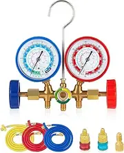 Orion Motor Tech 1.52m AC Diagnostic Manifold Freon Gauge Set Fits for R134A R12, R22, R502, with Couplers, Acme Adapter for Car A/C System Automotive Air Conditioning Maintenance