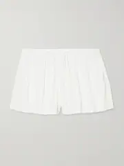 [Norma Kamali] Norma Kamali - Boyfriend Elephant Sequined Stretch-mesh Shorts - White - medium medium White