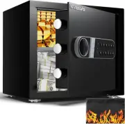 Safe Box, 1.2 Cu Ft Home Safe with Fireproof Waterproof Bag & Key, Security Mone