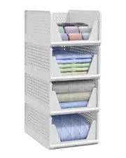 Sorbus Medium Foldable Open-Front Stackable Plastic Baskets 4-Pack