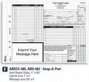 Auto Repair Order / Snap-A-Part Carbonless 3 Part / 11" x 8.5" / AROCC-685