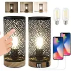 Touch Control Table Lamp Set of 2, Dimmable Bedside Nightstand Lamps with USB...