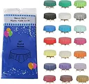 Ever Shine (6-Pack) Heavy Duty Plastic Table Covers Tablecloth (Reusable) (Round 84", Royal Blue)