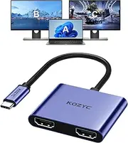USB C to Dual HDMI Adapter 4K @ 60Hz, Type C to HDMI Splitter Extended Display Compatible with MacBook/MacBook Pro Air Dell XPS13/15, (Only on Windows Support MST), Dark Purple
