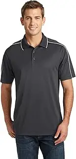 [SPORT-TEK] Micropique Sport-Wick® Piped Polo. ST653 Iron Grey/ White 3XL