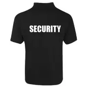 *SECURITY* BLACK POLO SHIRT WITH PRINT ON FRONT AND BACK [ALL SIZES] S - 11XL