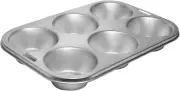 Stainless Steel Extra Large Muffin and Cupcake Pan, 6 Cup