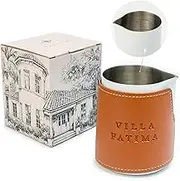VILLA FATIMA Handleless Milk Frothing Pitcher - Milk Frother Cup - 16 Oz Milk Frother Pitcher - Stainless Steel Milk Frothing Pitcher - Milk Steamer Cup - Latte Art Pitcher - White