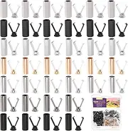 [Swpeet] 55 Sets 5 Colors 3 Styles Hexagon Round Oval Shoelace Tips Alloy Shoelace Head Assortment Kit, Aglets Cylindrical Replacement Head Shoelace Heads and Cords End Metal for Shoestrings, Sliver, 25