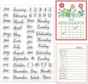 INFUNLY Calendar Clear Stamps for Card Making Date Number Rubber Stamp Week Month Year Silicone Stamps Transparent Seal Stamps for Holiday DIY Scrapbooking Embossing Album Decor Craft