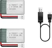 HAWK'S WORK 2 Pcs 3.7V Lipo Battery, 300 mAh Rechargeable Lithium Polymer Battery for RC Plane Helicopter Drone All Models & Toys (XH2.54 Connector)