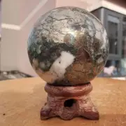 480g Natural Green crystals and chalcopyrite coexist Sphere Quartz Ball Healing