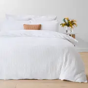 Waffle Cotton Quilt Cover Set - Double Bed, White