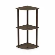 Space Saving 3-Tier Walnut Wooden Corner Bookshelf Display Rack