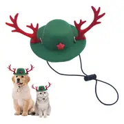 Pet Christmas Hats Elk Reindeer Antler Headband with Ears Pet Costume Accessories for Dogs and Cats-Green