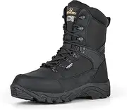 [R RUNFUN] Men's Waterproof Military Tactical Work Boots 8 Inch Lightweight Leather Combat Boot, 400g Thinsulate
