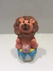 Fondant 3D Circus Lion With Ball And Podium Base, Fondant Circus Cake Topper.