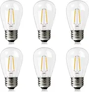 BRIMAX 2W S14 LED Edison Light Bulbs for String Light Replacement, AC220-240V, Shatterproof, E27 Base, 2700K Warm White Clear Plastic Bulb, 2Watt to Replace 11w/20w/25w Incandescent Bulb, 6Pack