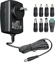 24V 1A 24W 1.8M Long Power Supply Adapter, AC DC Switching Adapter (Input 100-240V, Output 24Volt 1Amp 1000mA), DC 24V Wall Mount Transformer Plug with 8 Interchangeable Adapters, SAA Certified