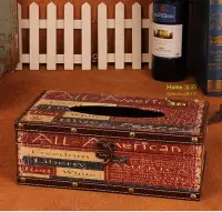 在飛比找Yahoo!奇摩拍賣優惠-皮革面紙盒 英倫風復古英文字母抽紙盒 loft工業風紙巾盒 