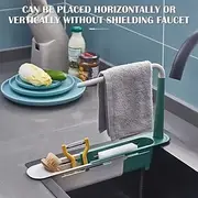 Telescopic Sink Storage Rack Holder, Adjustable 2-in-1 Sink Organizer, Expandable Sink Basket, Sink Drain Rack, Sink Tray, Sponge HolderDish Cloth Hanger Rando