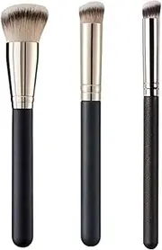 3 Pcs Makeup Brushes Set Foundation Brush Flawless Concealer Brush Under Eye Concealer Brush, Kabuki Brushes Perfec Contour Brush Perfect for Liquid, Buffing, Cream, Blush and Setting Powder