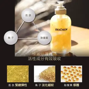 【雅聞倍優BIOCHEM】黃金胎盤極緻金露120ml+玫瑰氨基酸淨白洗卸二用慕絲250ml*2入(精華液/洗卸慕絲)