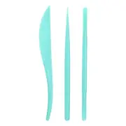 3pcs Plastic Clay Tools Double-Headed Modeling Sculpting Pottery Light Green
