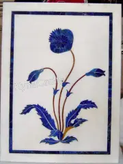 Marble Entryway Table Top Gemstone Inlay Work Bathroom Wall Decor 18 x 24 Inches