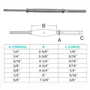 Marine Stainless Steel T316 Threaded Rod & Swage Stud Turnbuckle